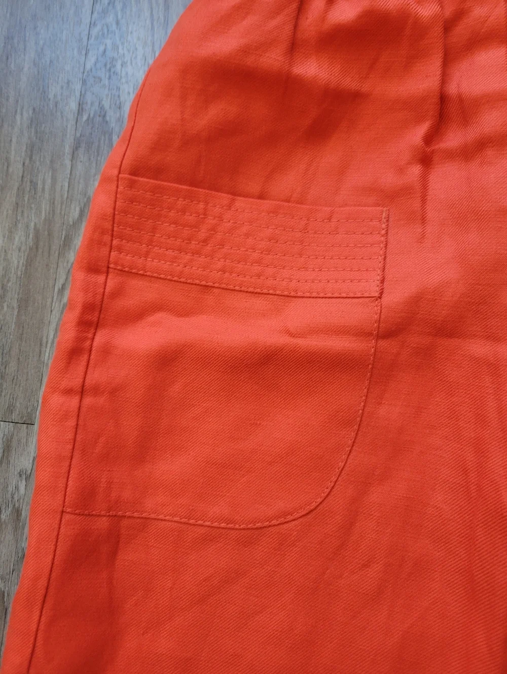 SALE J Crew Dorrie Mini Skirt Linen Blend Button Front Fiery Orange + Pockets 6